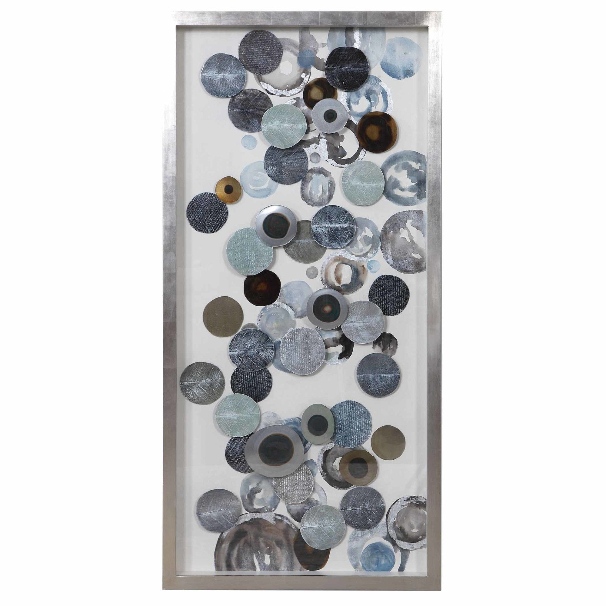 Uttermost 04205 Kella 28 1 2 X 58 1 2 Patterns And Designs Shadow Box On Paper Antiqued Silver Leaf Blue