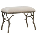 Uttermost 23544 Lismore 24 Wide Rustic Lodge Linen Upholstered Bench Antique Silver Cream