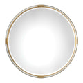 Uttermost 09333 Mackai 38 Diameter Contemporary Mixed Media Frame Round Mirror With Beveled Face By Gracy Feyock