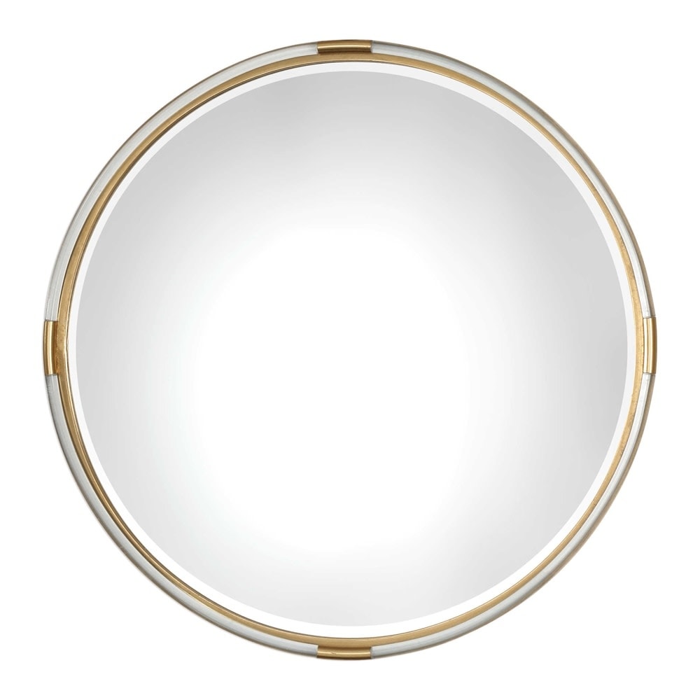 Uttermost 09333 Mackai 38 Diameter Contemporary Mixed Media Frame Round Mirror With Beveled Face By Gracy Feyock
