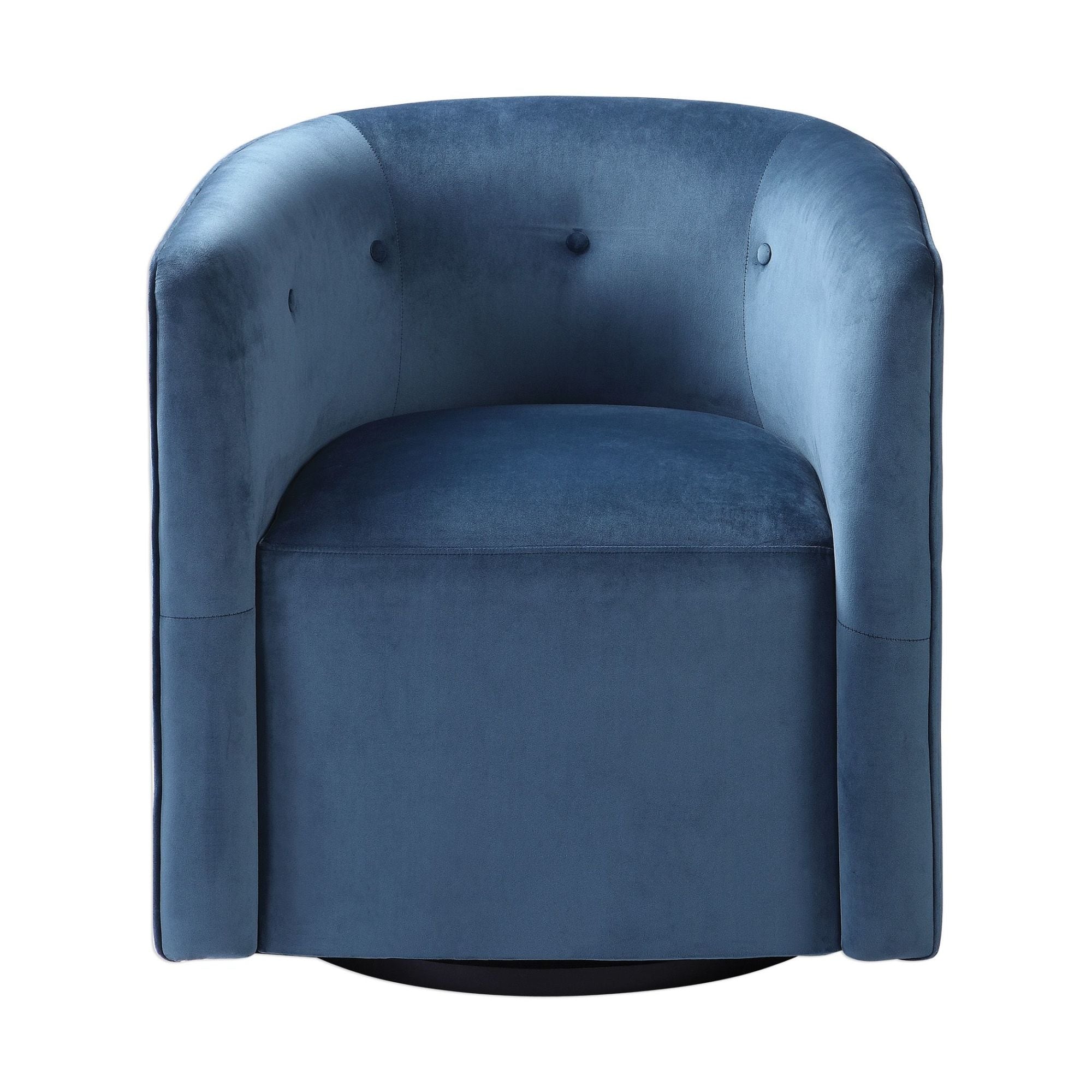 Uttermost Mallorie 28 Wide Mid Century Modern Velvet Wood Frame Ink Blue