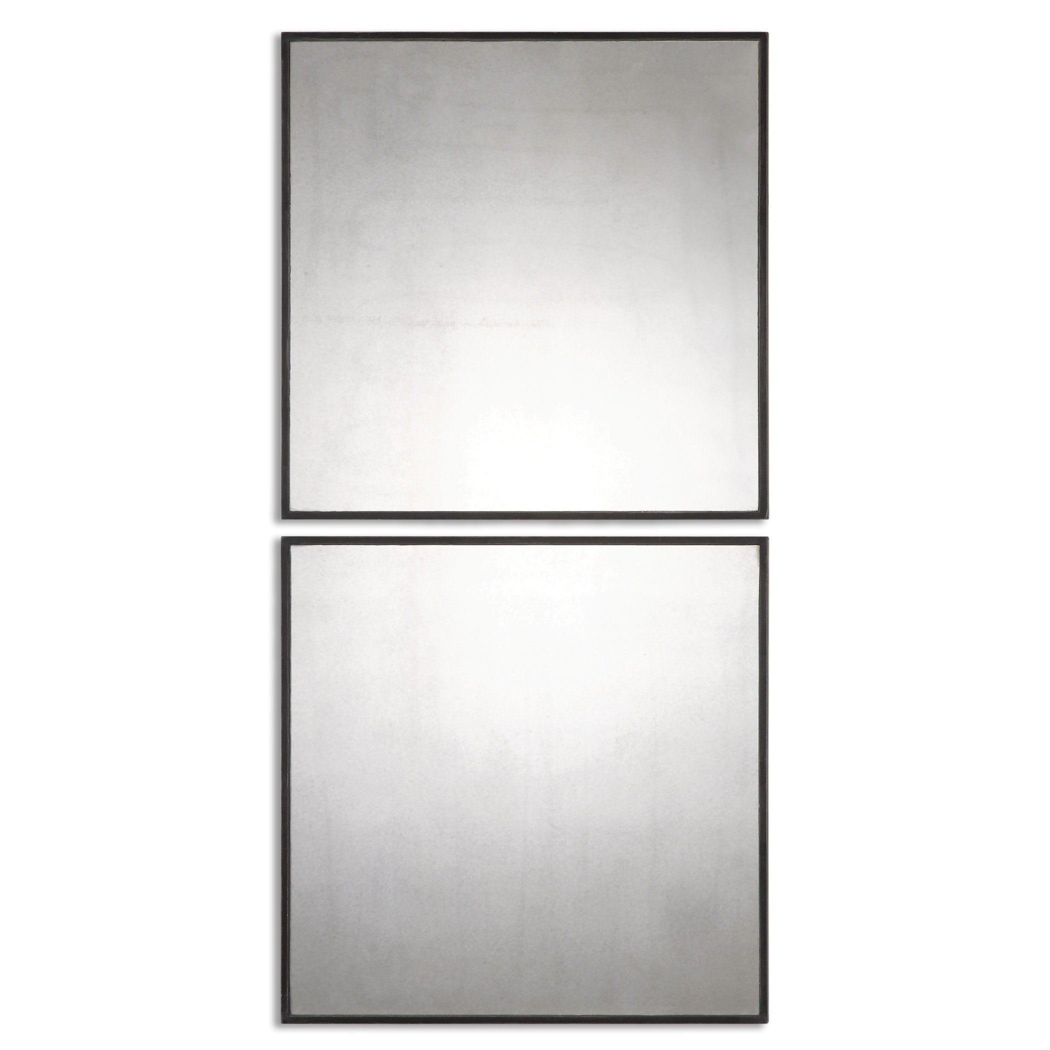 Uttermost Matty Antiqued Square Wall Mirrors Set Of 2 Black 23.5X23.5X1