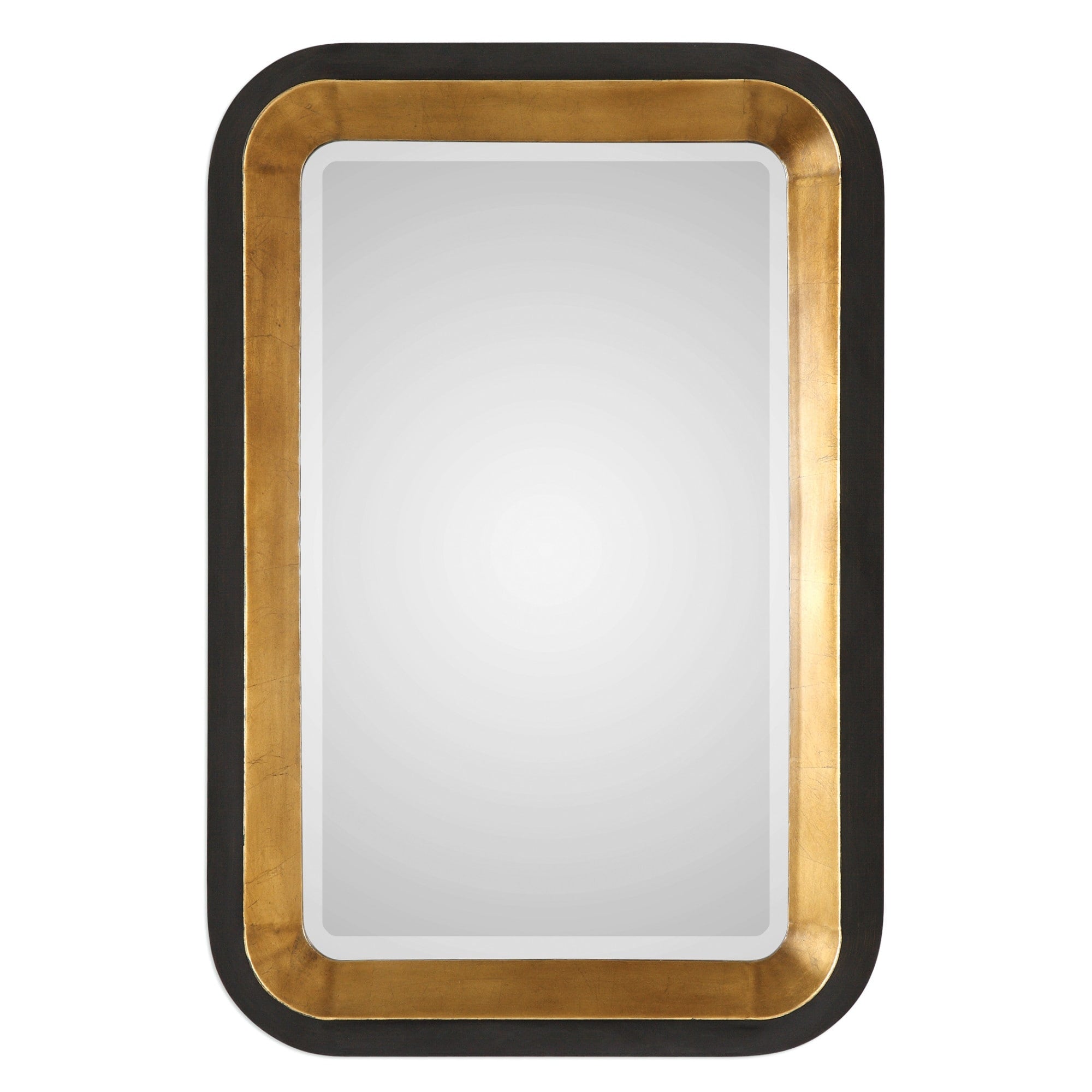 Uttermost 09301 Niva 28 Inch Wide Rectangular Framed Beveled Mirror By David Fri Antiqued Metallic Gold Leaf