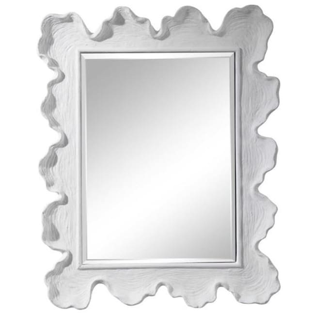 Uttermost 09607 Sea 35 X 28 Rectangular Beveled Face Coral Inspired Coastal Style Accent Mirror Matte White