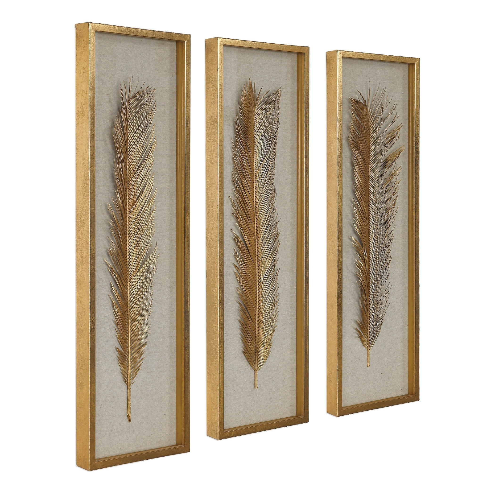 Uttermost Palma Gold Leaf Shadow Boxes Set Of 3