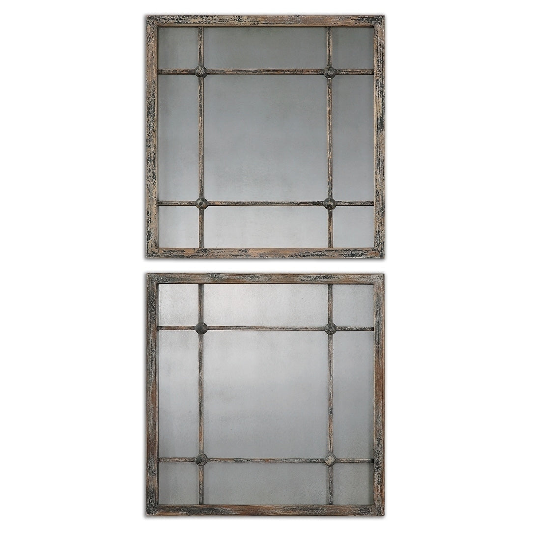 Uttermost Saragano Slate Blue Square Mirrors Set Of 2 19X19X1