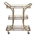 Uttermost 24876 Stassi 33 Wide 3 Shelf Iron Serving Cart With Casters Antique Gold