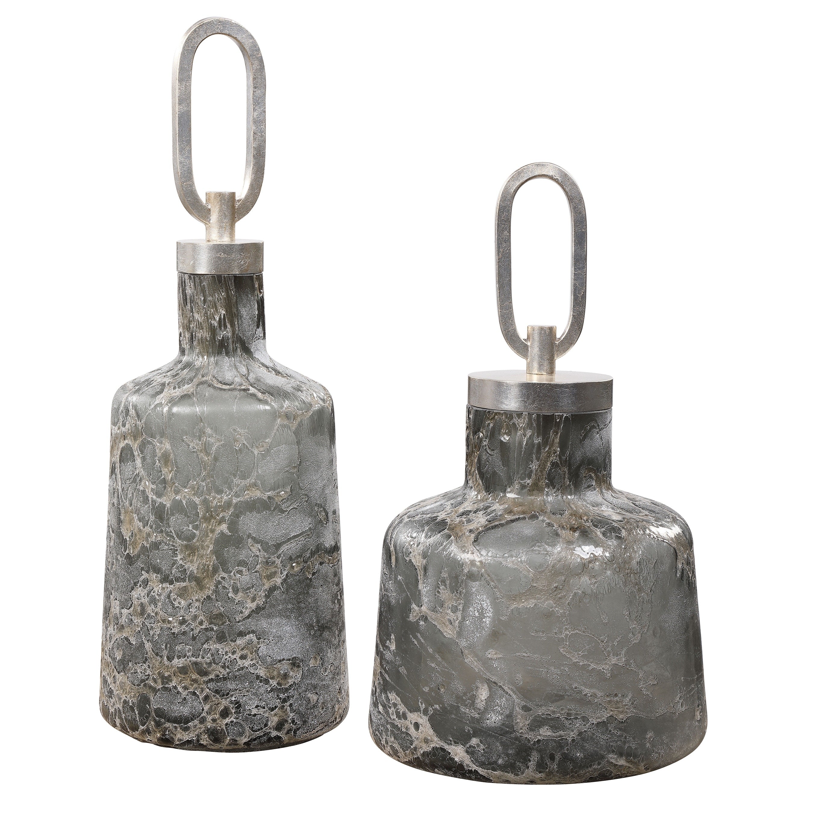Uttermost Storm Art Glass Bottles Set Of 2