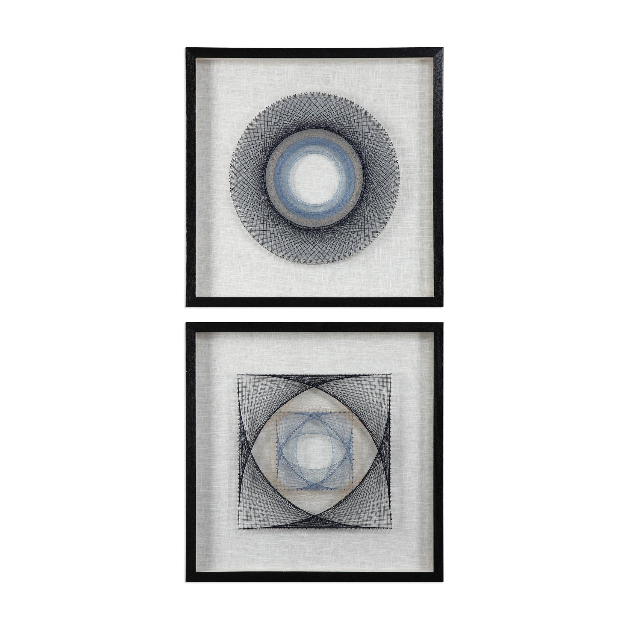 Uttermost String Duet Black Geometric Art Set Of 2 Blue