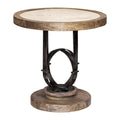 Uttermost Sydney 24 Inch Wide Mahogany Wood Accent Table With Stone Oatmeal Glaze