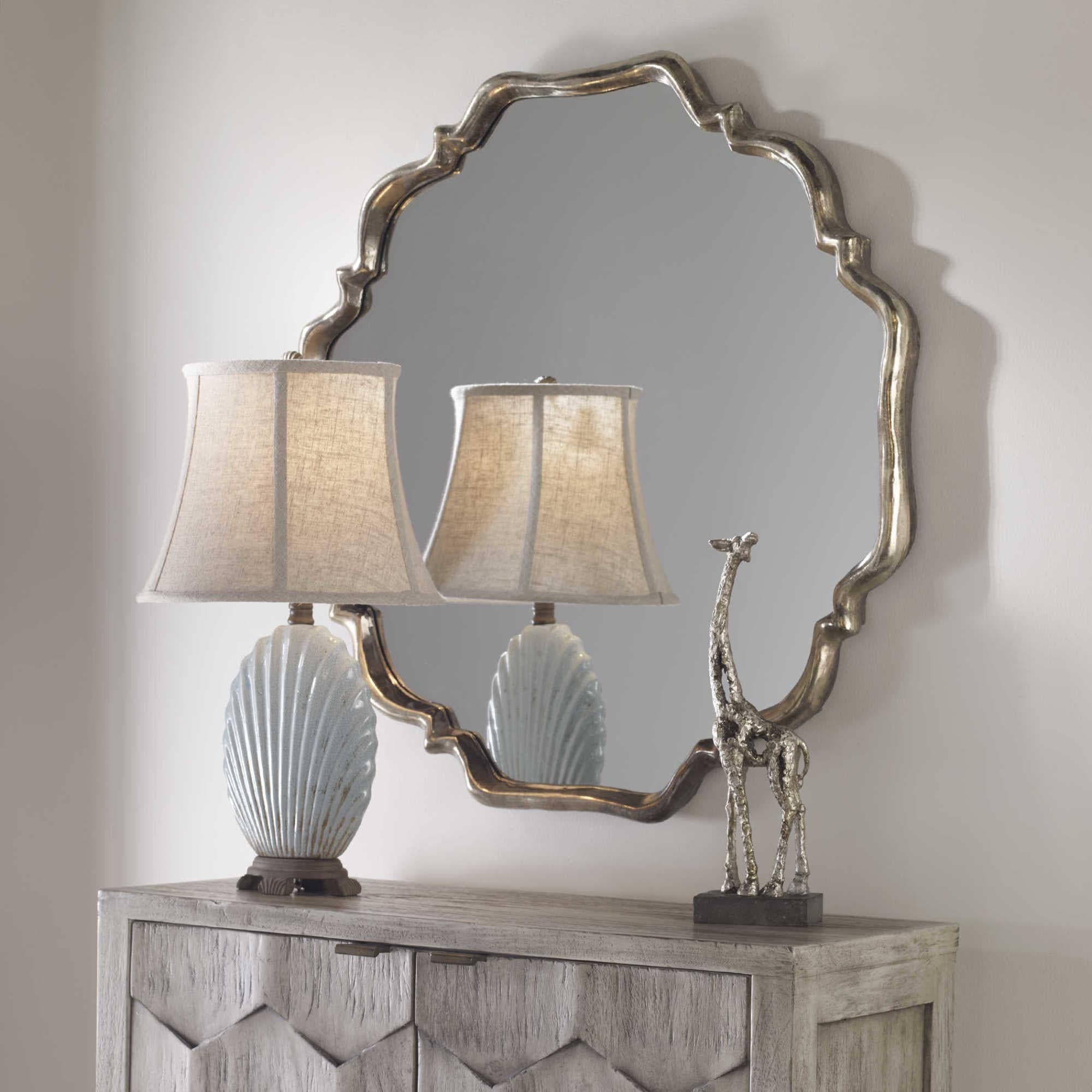 Uttermost 12849 Valentia Antiqued Ornate Form Rectangular Mirror Oxidized Silver