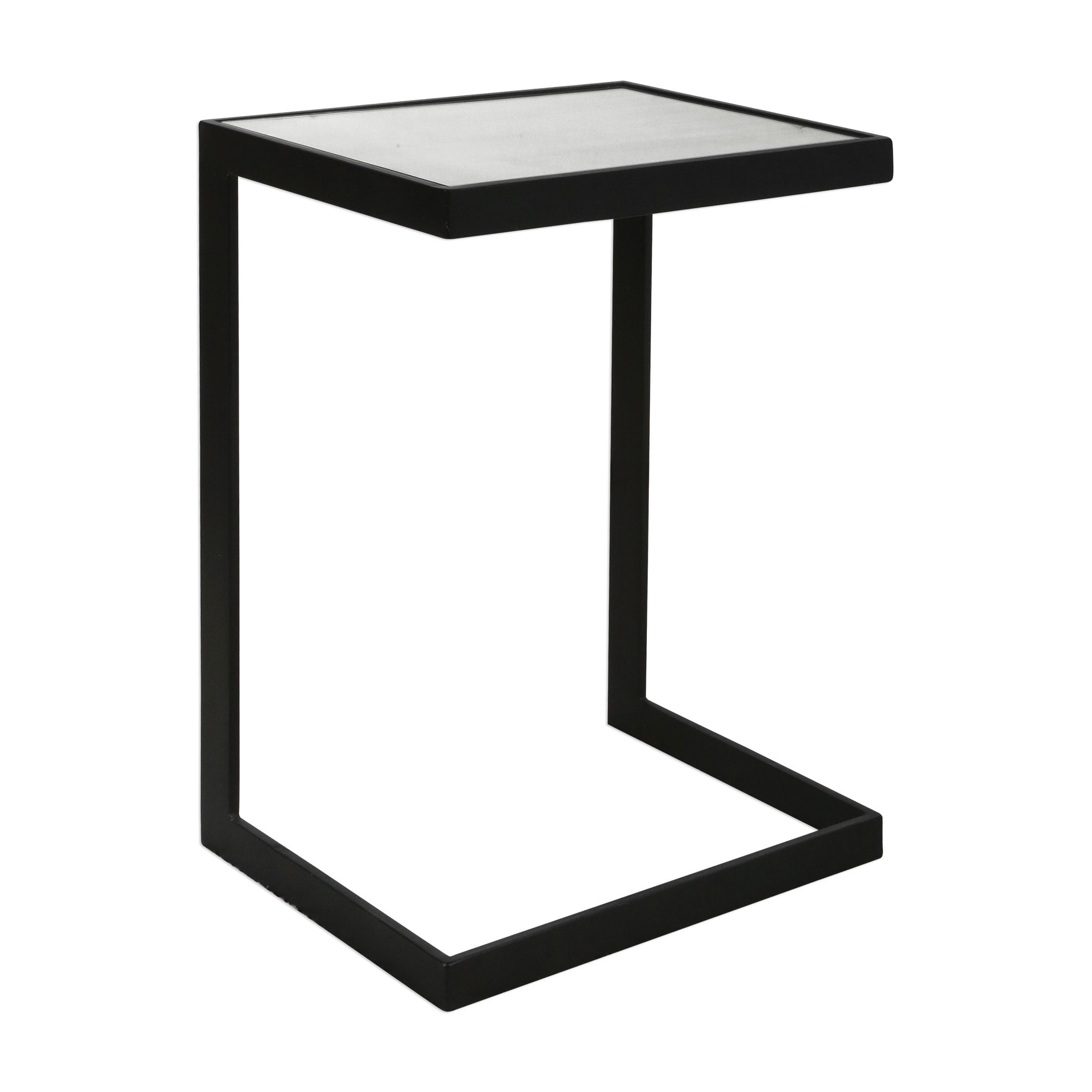 Uttermost Windell Black Iron On Glass Cantilever Side Table