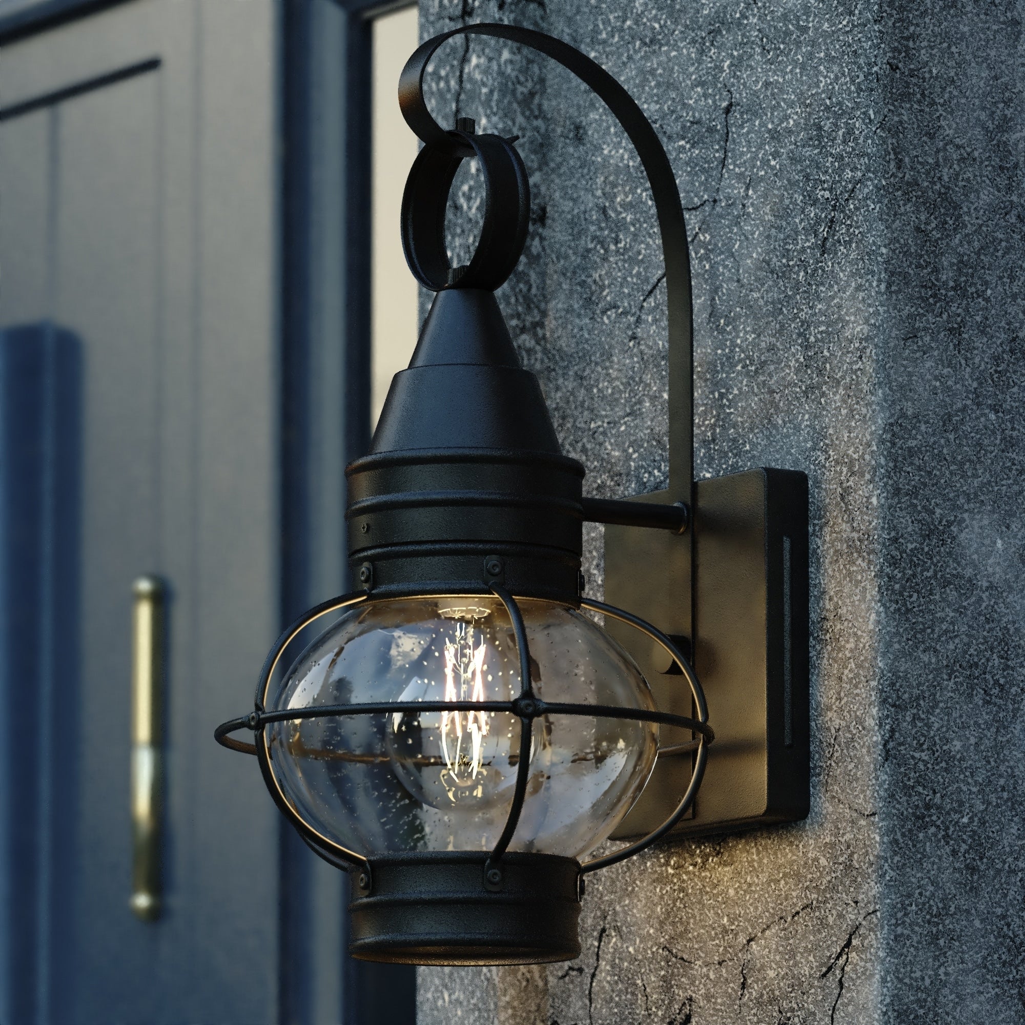 Chatham 1 Light Black Coastal Outdoor Wall Lantern Clear Glass 8 In W X 13.5 In H X 8.5 In D