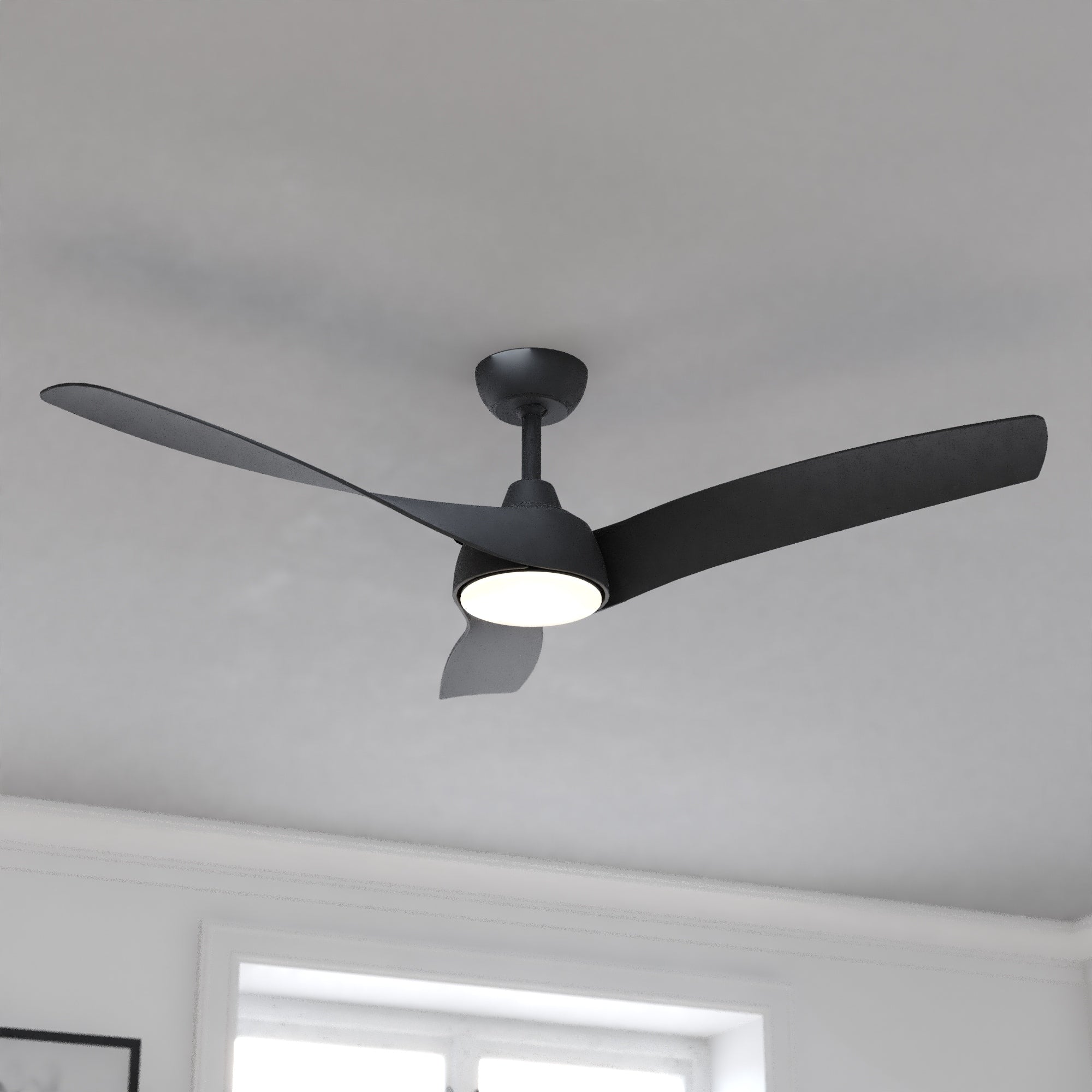 Vaxcel Crest Hill 56 In. Matte Black Indoor Ceiling Fan Dimmable Integrated Led Light Kit Remote Control Dc Motor