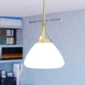 Vaxcel Dayna 1 Light 10 In. Wide Satin Brass Gold And Glossy White Contemporary Cone Pendant Ceiling Fixture