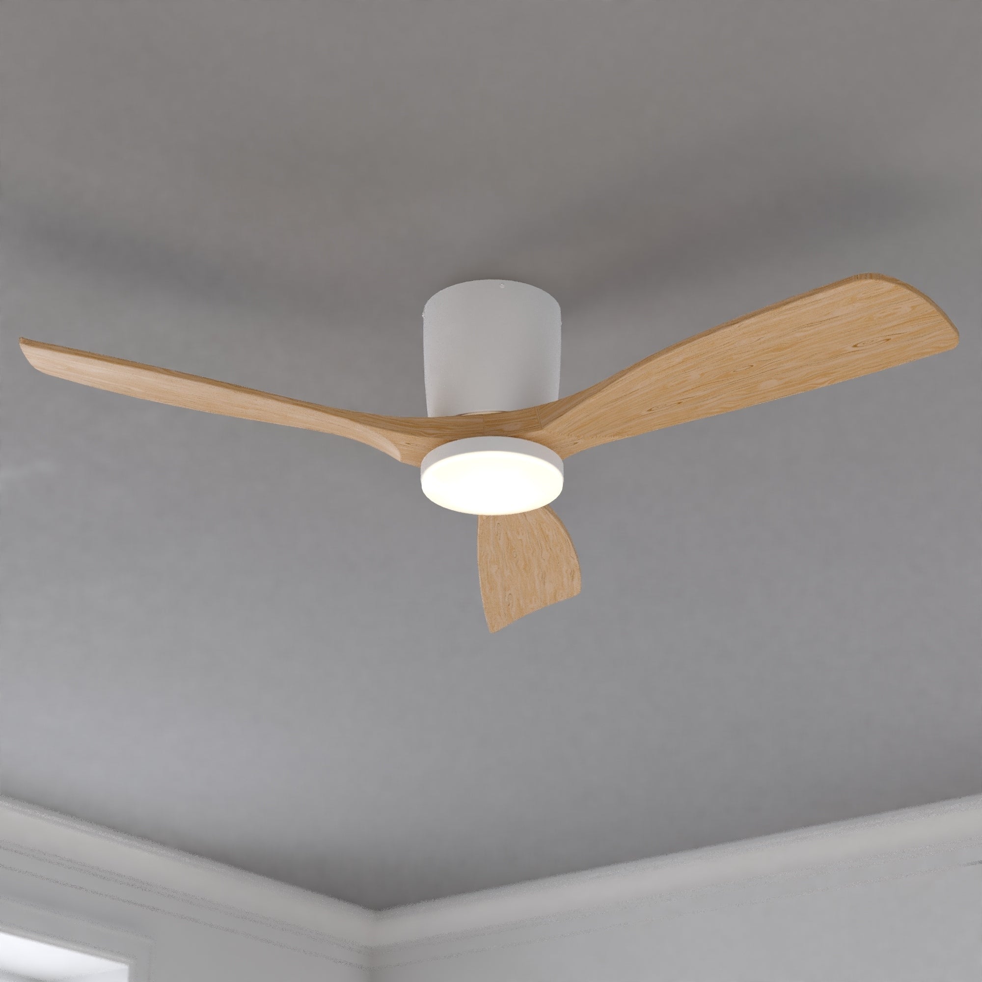 Vaxcel Maplewood 52 In. Indoor Low Profile Flush Mount Ceiling Fan Integrated Led Light Kit Remote Control Dc Motor