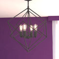 Vaxcel Rad 4 Light Mid Century Modern Geometric Cage Pendant Led Compatible Adjustable Height Hanging Ceiling Fixture