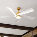 Vaxcel Redmond 52 In. Satin Brass Ceiling Fan Matte White Blades Integrated Led Light Kit Remote Control Dc Motor