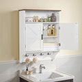 Vecelo 28.74 Height Wall Mounted Bathroom Cabinet With Adjustable Shelves Double Door Medicine Cabinet With Open Shelf Hooks