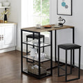 Vecelo Home Kitchen Counter Dining Table Sets Metal Framework 3Pcs