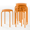 Vecelo 6 Pack Stacking Stools For Living Room Backless Round Stools Set Indoor Outdoor Use With Metal Frame Non Slip Feet