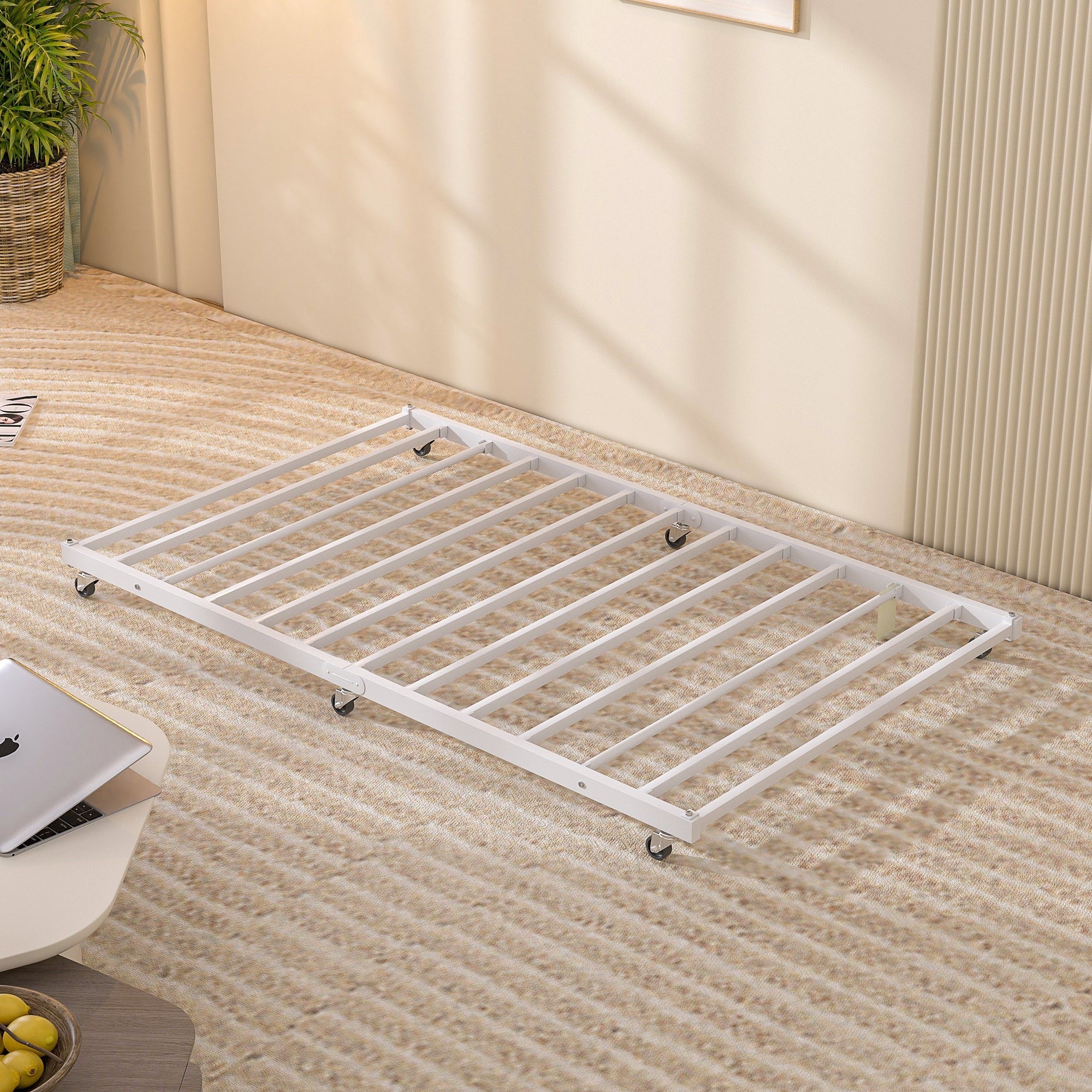 Vecelo Trundle Or Daybed Metal Platform Bed Frame Twin Size White Daybed Tundle Black