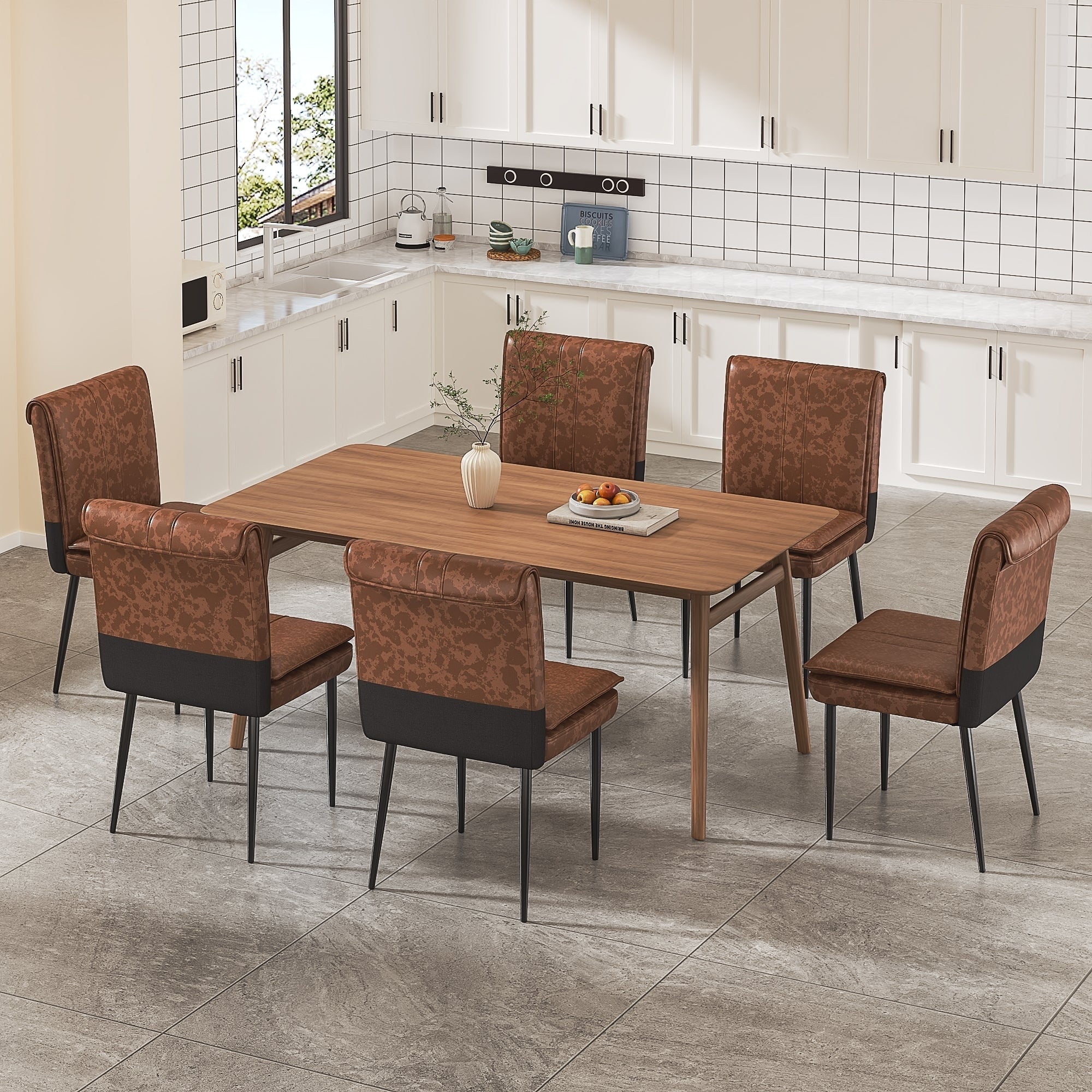 Vecelo Foldable Dining Chair Set 2 4 6 Pack Pu Leather Space Saving Chairs With Metal Legs Waterproof Kitchen Living Room Chairs