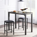 Vecelo Home Kitchen Counter Dining Table Sets Morden Stlye 3Pcs Marble Pattern