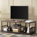 Vecelo Tv Cabinet With Iron Net Brown Tv Cabinet