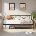 Vecelo Black Metal Daybed Cross Wrought Iron Daybed Twin Size