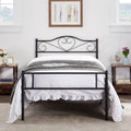 Vecelo Black Metal Twin Full Queen Metal Bed Platform Bed Curved Headboard