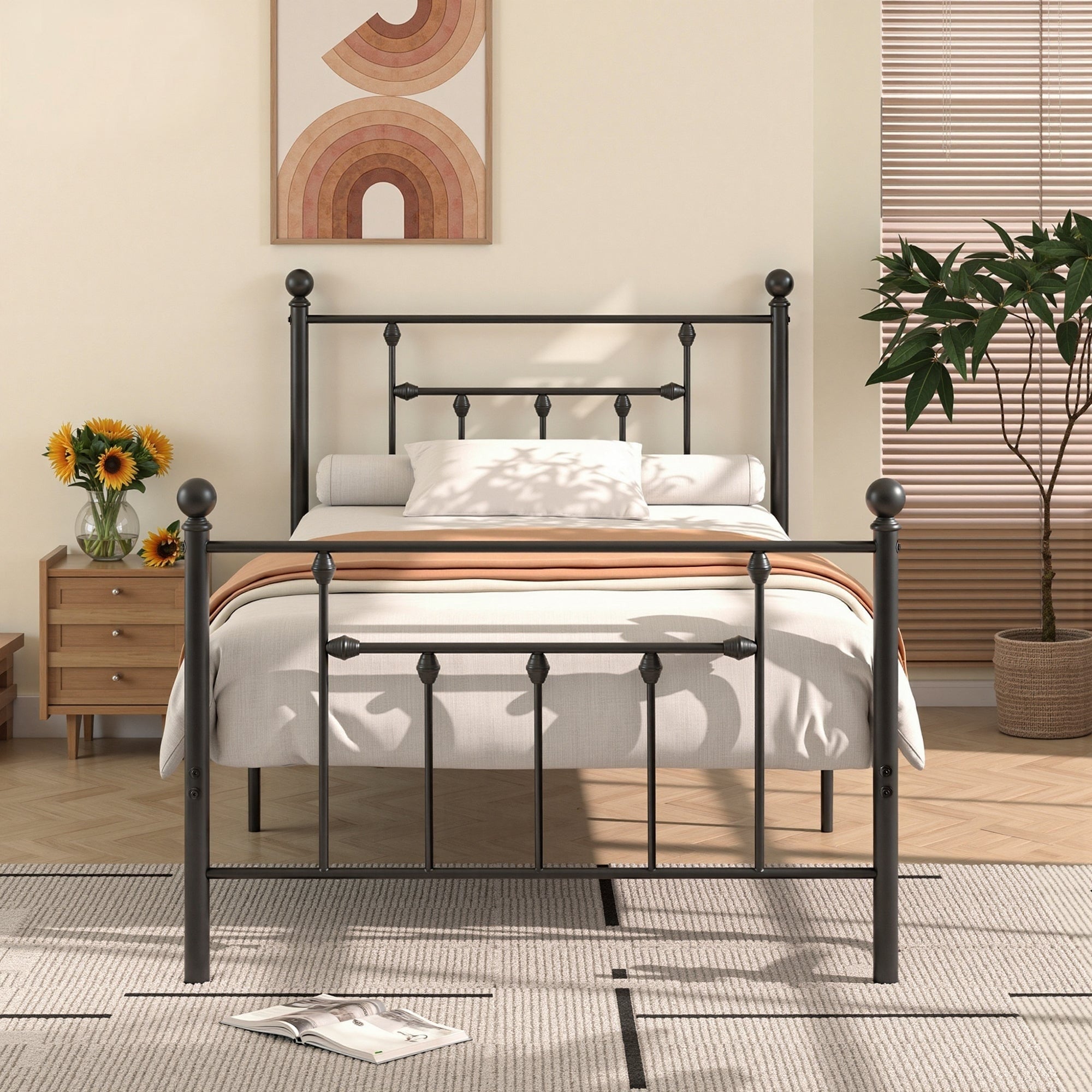 Vecelo Metal Beds Victorian Metal Platform Beds Bed Frames With Headboard Victorian Style