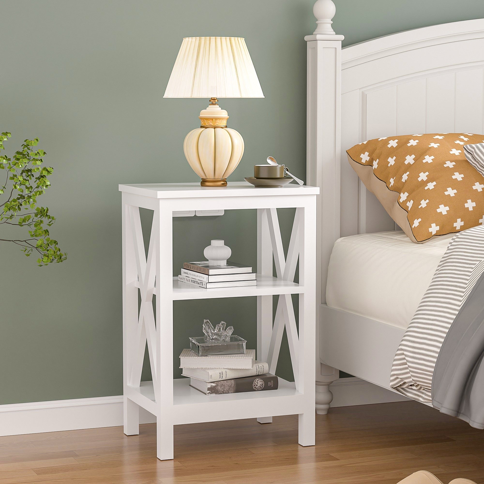 Vecelo Modern X Base End Table Available In 3 Color 15.7 L X 11.8 W X 24.2 H