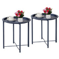 Vecelo Round Table End Table Blu Set Of 1 Set Of 2