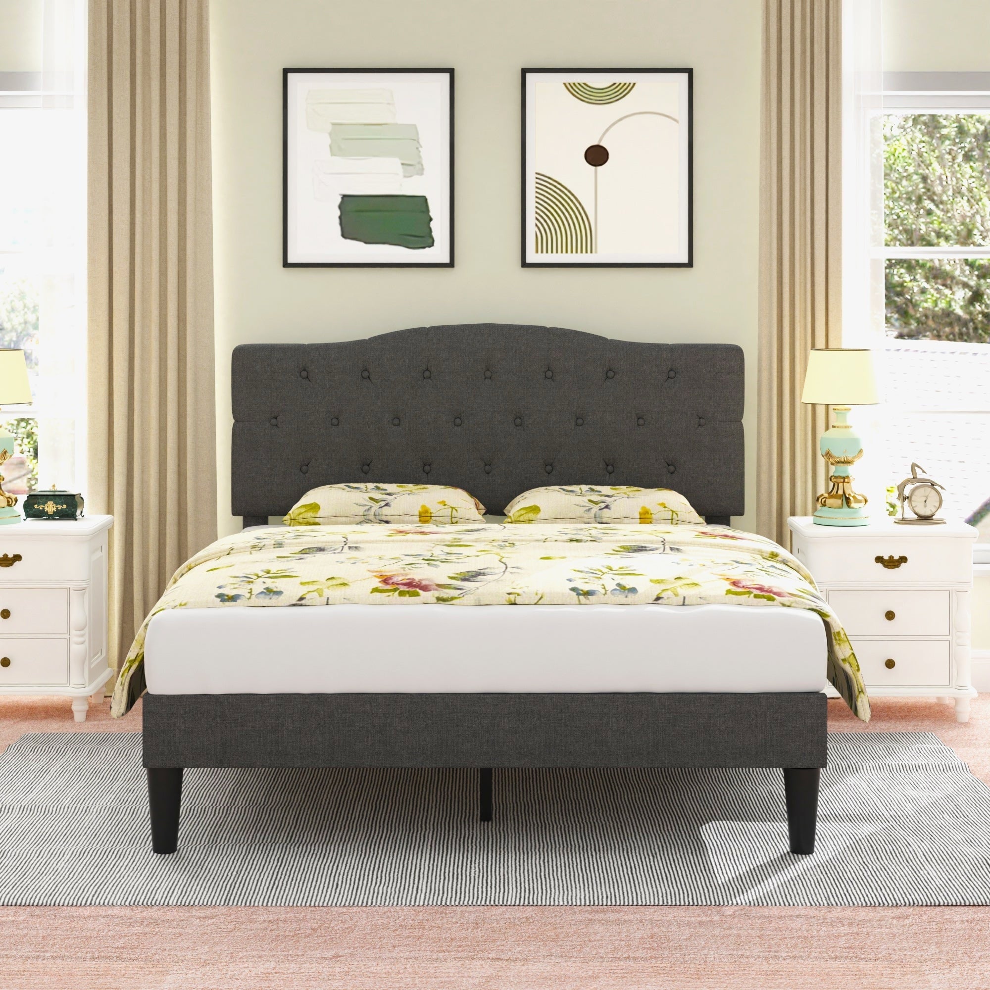 Vecelo Modern Fabric Adjustable Headboard Queen Full Twin Size
