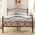 Vintage Graceful Classic Scroll Black Iron Bed By Vecelo