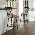 Vecelo Round Seat Bar Metal Powder Coated Swivel Barstool Brown Finish