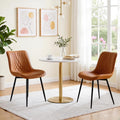 Vecelo Set Of 2 Upholstered Dining Chairs Modern Pu Leather With Metal Legs Ergonomic Backrest For Kitchen Living Room