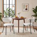 Vecelo Set Of 2 White Teddy Fleece Dining Chair Modern Curved Backrest With Black Metal Legs For Kitchen Living Room Small Space