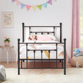 Vecelo Twin Size Metal Bed Set Headboard Footboard And Slats