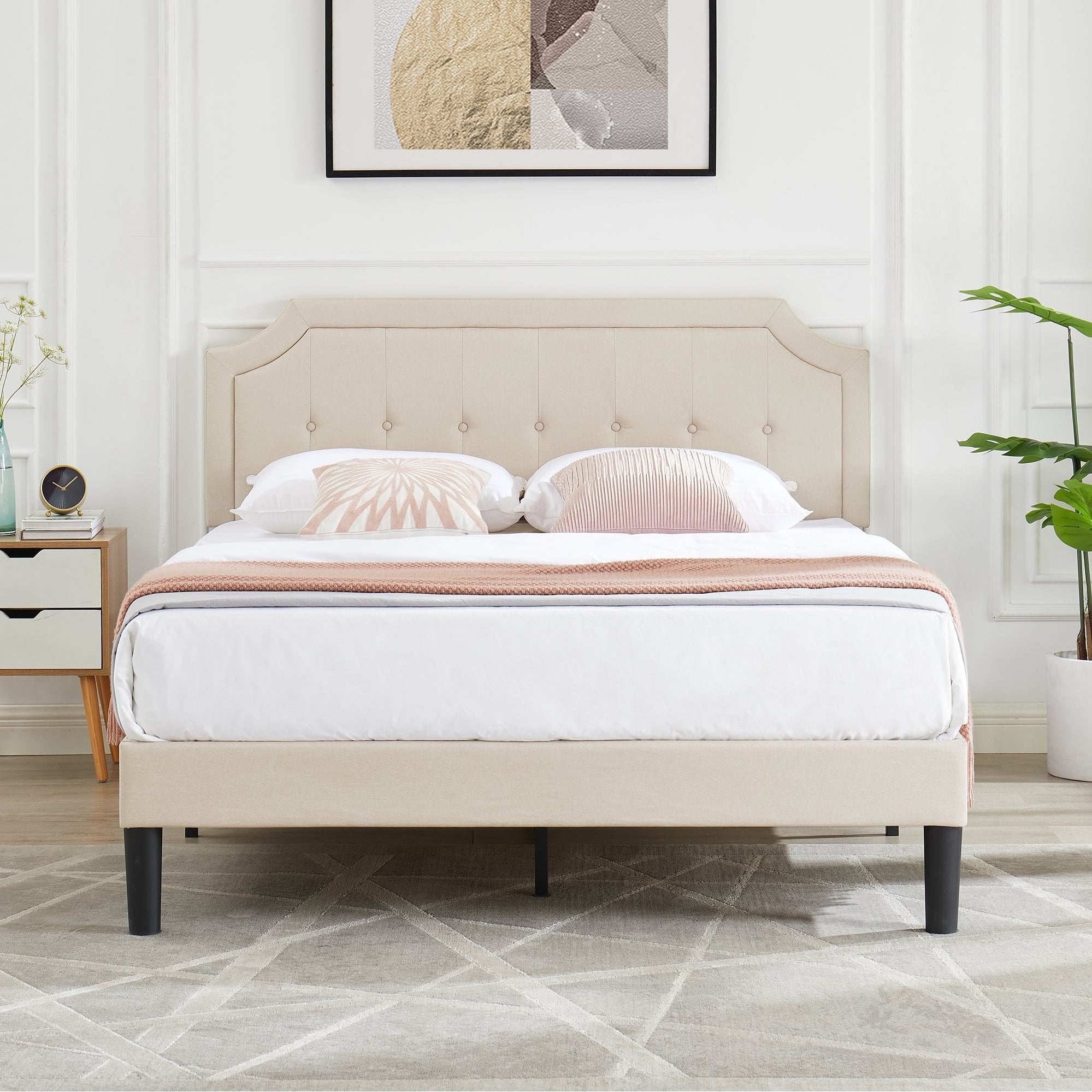 Vecelo Modern Fabric Adjustable Headboard Queen Full Twin Size