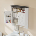 Vecelo White Wall Mounted Cabinet With Adjustable Led Sensor Light Towel Bar Bathroom Kitchen Storage Organizer For Small Spaces