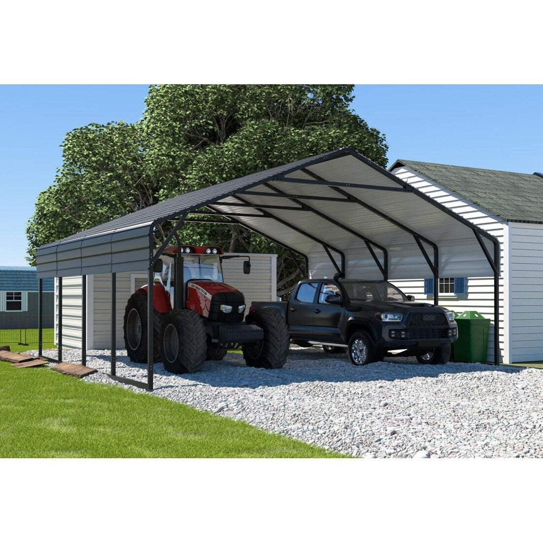 Veikous 20X20 Ft Heavy Duty Metal Carport Weatherproof Rust Resistant Garage Carport 20 20Ft