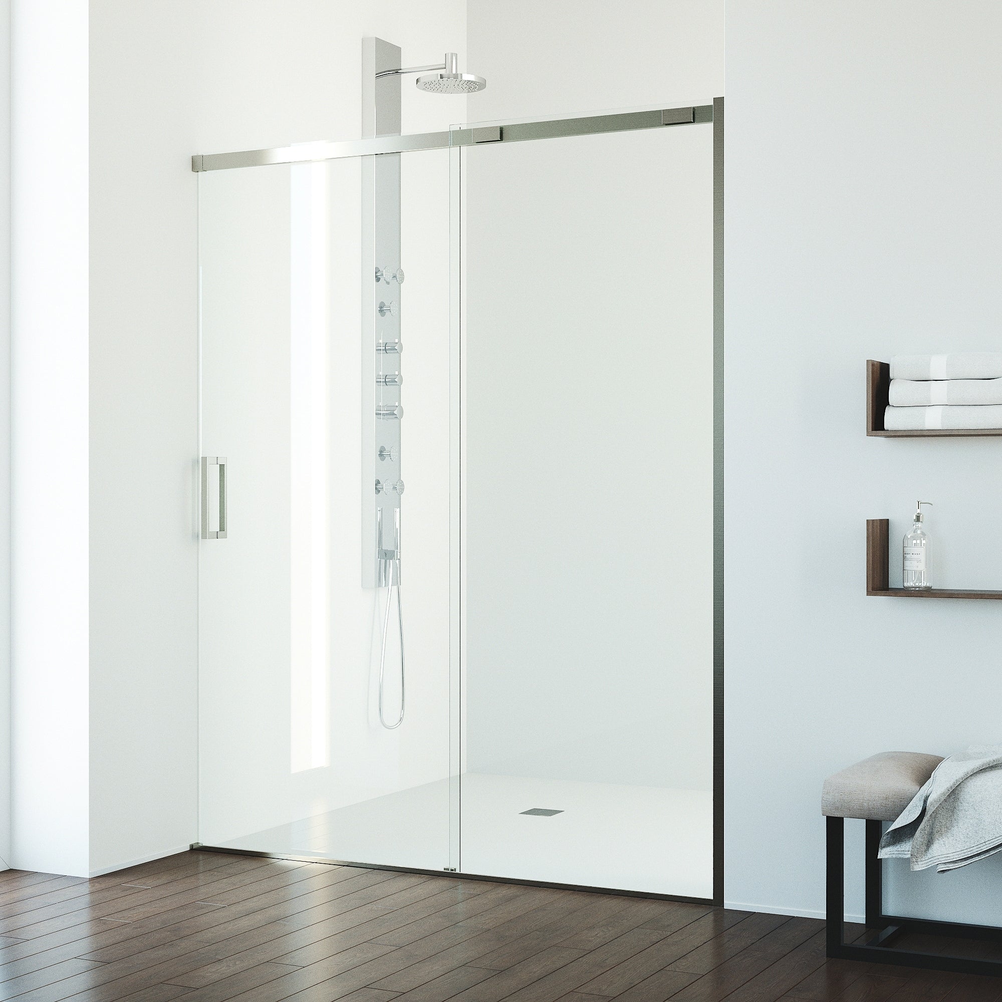 Vigo Amada 56 To 60 In. W X 74 In. H Frameless Sliding Shower Door With Clear Tempered Glass