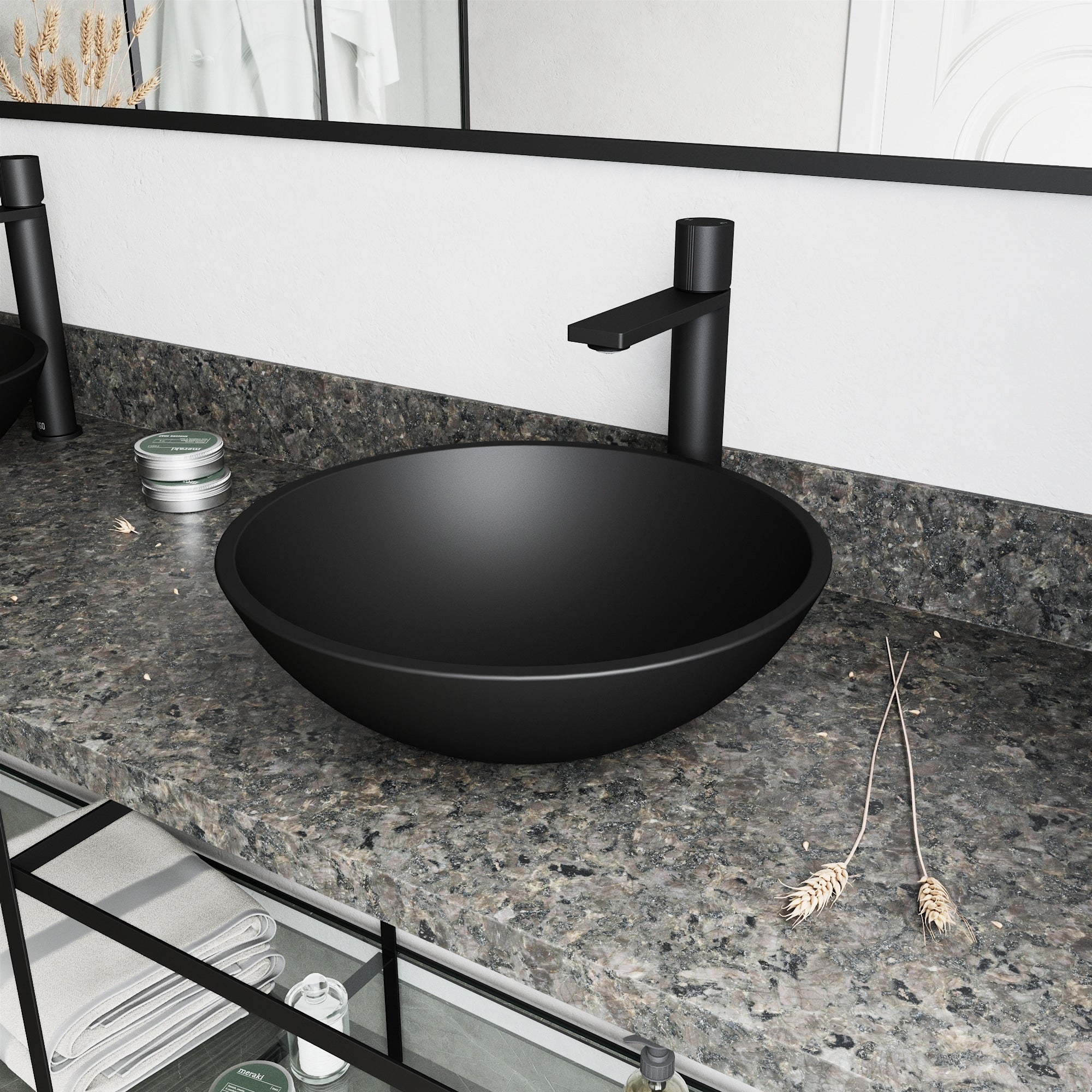 Vigo Black Cavalli Matteshell Vessel Bathroom Sink And Gotham Faucet In Matte Black
