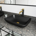Vigo Black Sottile Matte Shell Vessel Bathroom Sink And Lexington Cfiber Faucet In Matte Brushed Gold And Matte Black