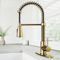 Single Hole Single Handle Brant Pull Down Sprayer Kitchen Faucet In Matte Brushed Gold