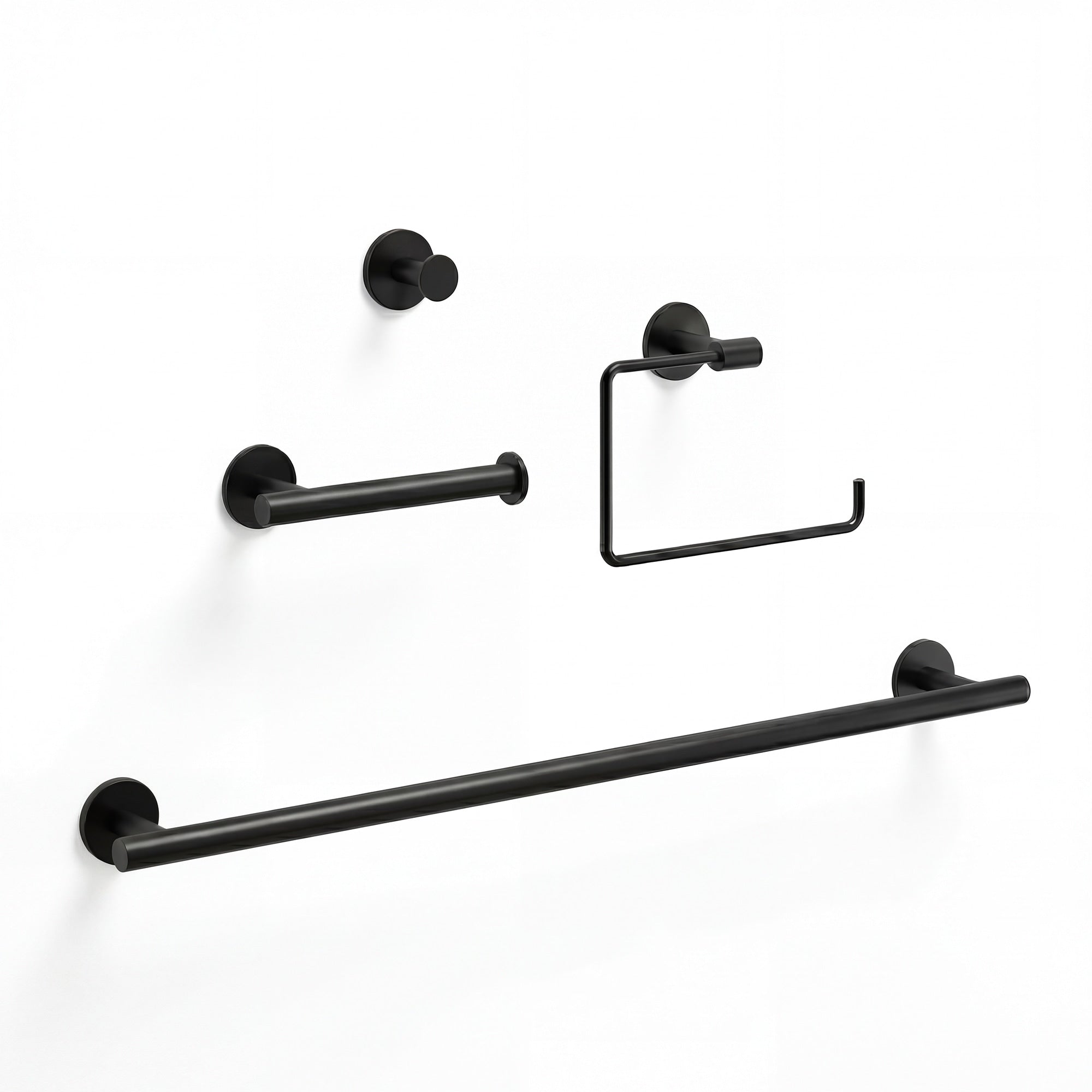 Vigo Elan 4 Piece Bathroom Hardware Accessory Set With 24 In. Towel Bar Toilet Paper Holder Hand Towel Holder Hook