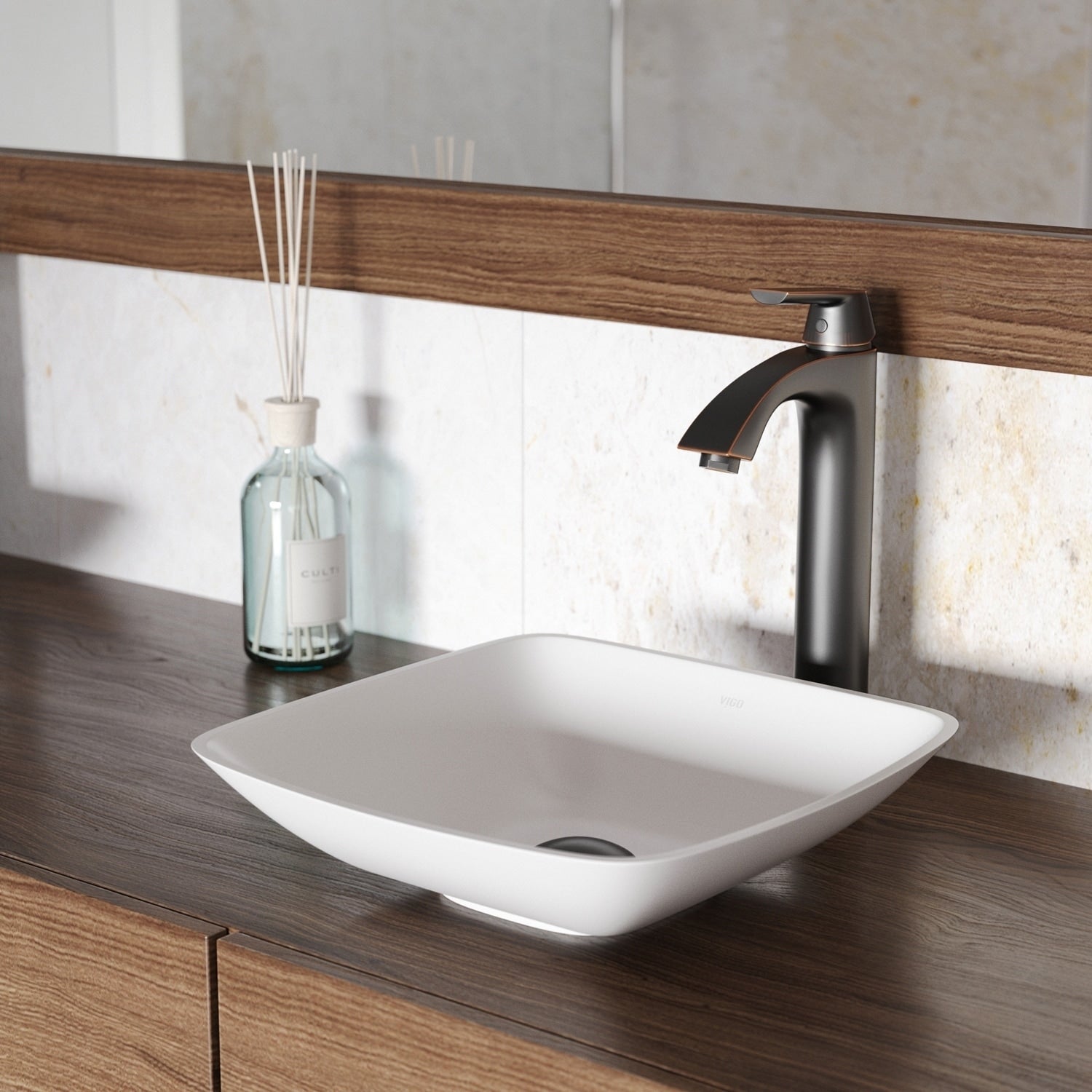 Vigo Hyacinth White Matte Stone Vessel Bathroom Sink