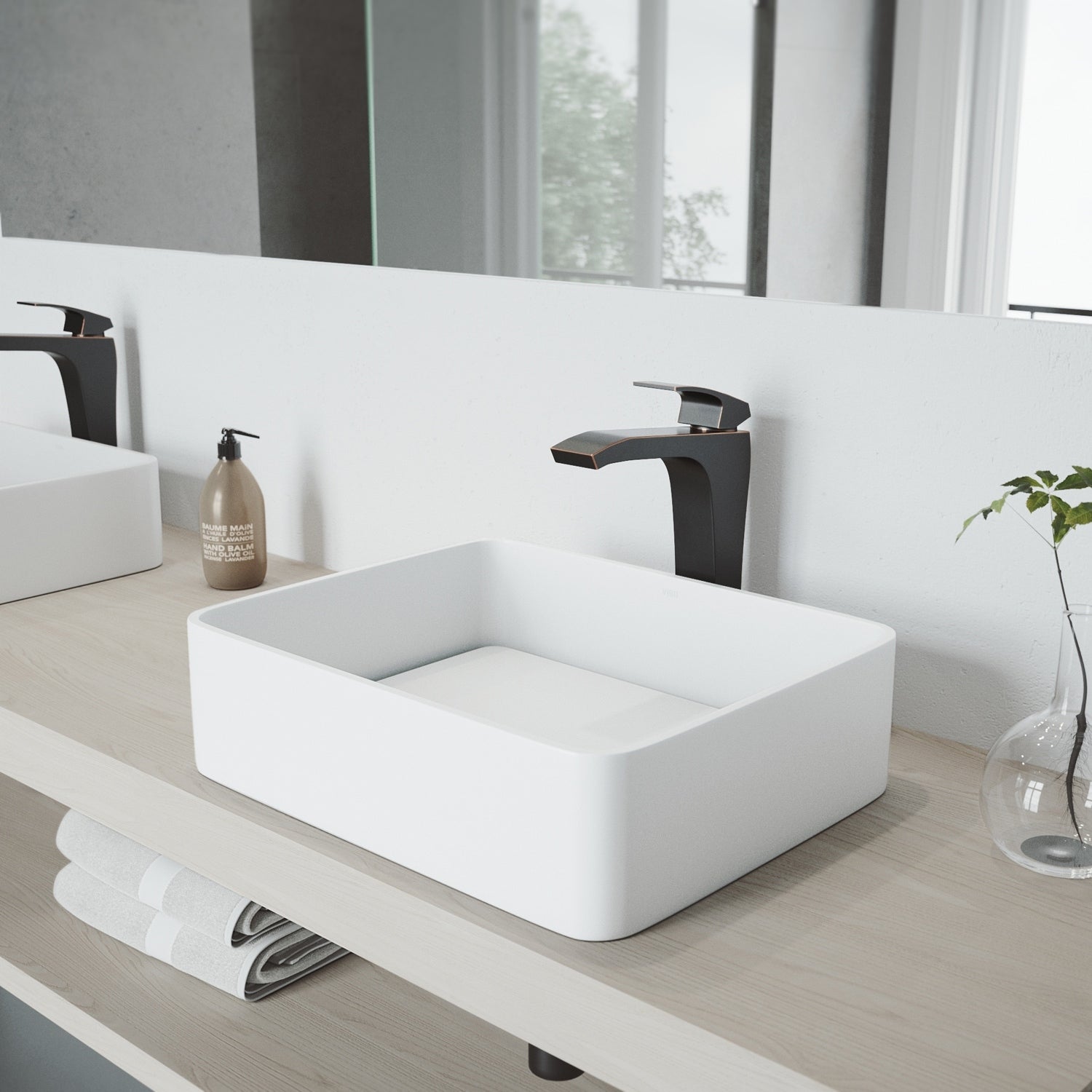Vigo Jasmine White Matte Stone Vessel Bathroom Sink